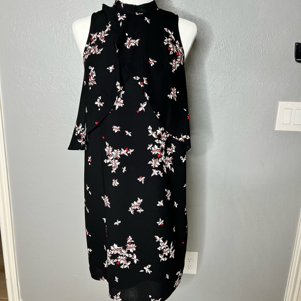 Black floral swing dress